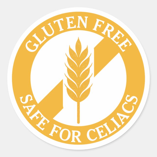 Adesivo Redondo Gluten Free Safe for Celiacs Awareness Sticker (Frente)