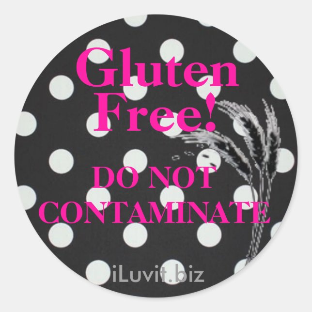 Adesivo Redondo GLUTEN FREE Sticker for Celiac Disease - personali (Frente)