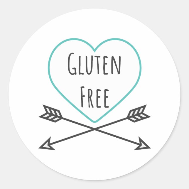 Adesivo Redondo Gluten Free Sticker, Gluten Free Labels (Frente)