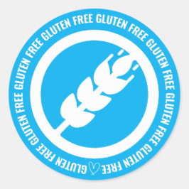 Adesivo Redondo Gluten Free Sticker Labels - Blue & White