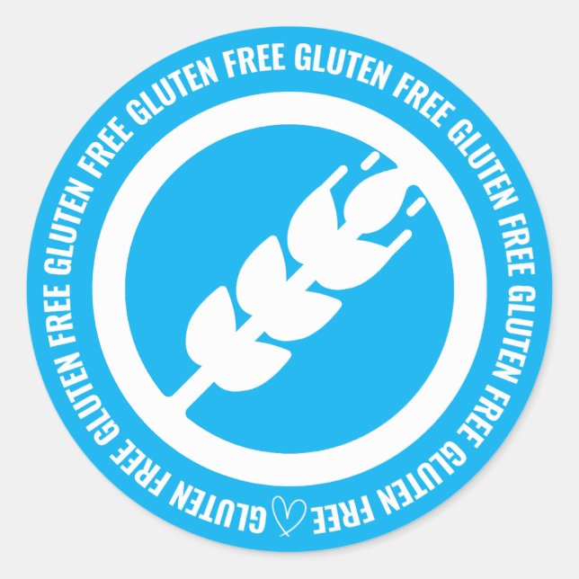 Adesivo Redondo Gluten Free Sticker Labels - Blue & White (Frente)