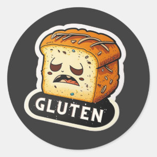 Adesivo Redondo Gluten Gluten Não posso comer glúten engraçado