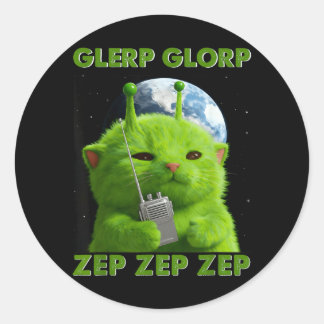 Adesivo Redondo Gnarp Cat Silly Alien Cat Meme Brainrot Meme Funny