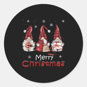 Adesivo Redondo Gnome dá presentes Engraçados Camisas de Natal da