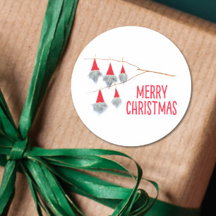 Adesivo Redondo Gnome de Natal Artesanal – Design Feliz Natal