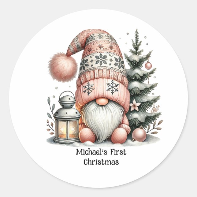 Adesivo Redondo Gnome for the Holidays Round Sticker (Frente)