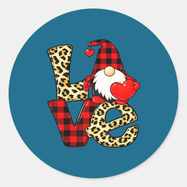 Adesivo Redondo Gnome Love Valentine Gnomes Valentines Day Men Wom (Frente)