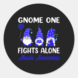 Adesivo Redondo Gnome One luta sozinho Blue Ribbon Ataxia Awarenes