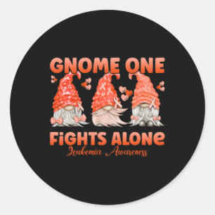 Adesivo Redondo Gnome One luta sozinho contra a leucose laranja