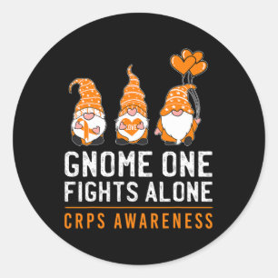 Adesivo Redondo Gnome One luta sozinho RSD CRPS consciência Laranj