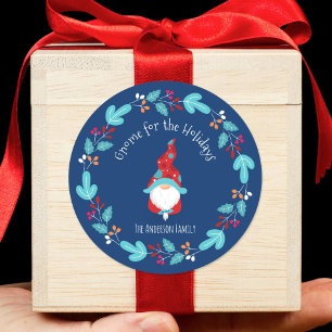 Adesivo Redondo "Gnome para os feriados" Azul-azul-azul-azul-azul-