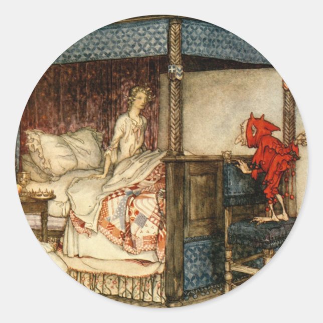 Adesivo Redondo Gnome Surpresa por Arthur Rackham (Frente)