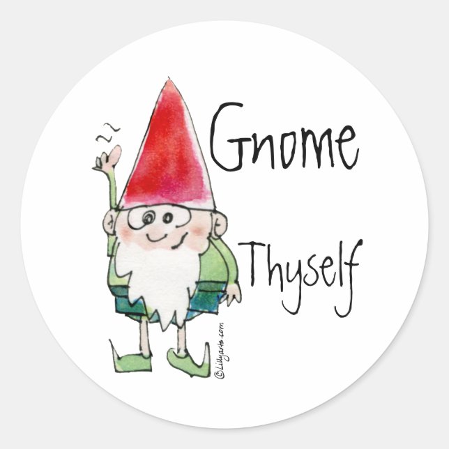 Adesivo Redondo Gnome Thyself Cartoon Sticker (Frente)