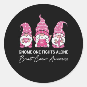 Adesivo Redondo Gnome Um Luta Sozinho Conscientização do Câncer de