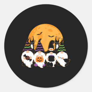 Adesivo Redondo Gnomo Bonito De Halloween, Pedra De Jardinagem Ou 