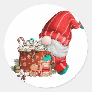 Adesivo Redondo Gnomo de chocolate quente