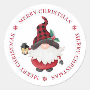Adesivo Redondo Gnomo de Natal Lenhador Fofo Personalizado
