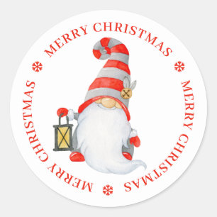 Adesivo Redondo Gnomo de Natal Personalizado Fofo