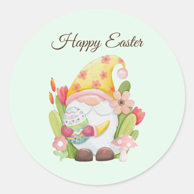 Adesivo Redondo Gnomo de Páscoa de Cinto de Água (Frente)