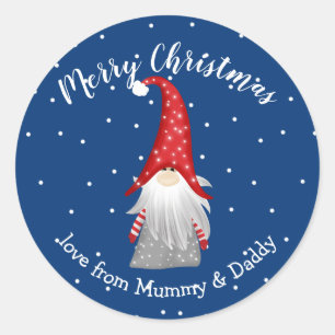 Adesivo Redondo Gnomo dos papais noeis do presente de Natal