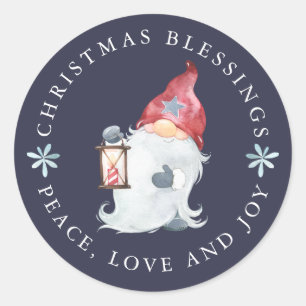 Adesivo Redondo Gnomo Natal Abençoa Paz Amor Joy