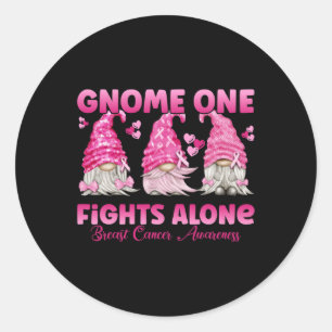 Adesivo Redondo Gnomo One luta sozinho contra o Cancer rosa
