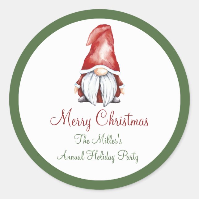 Adesivo Redondo Gnomo, palheta de Natal (Frente)
