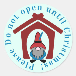 Adesivo Redondo Gnomo para o azul vermelho de Natal