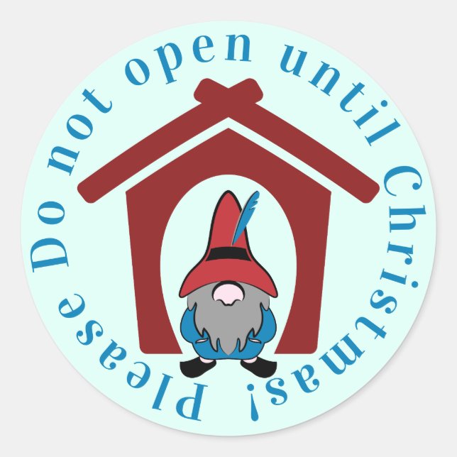 Adesivo Redondo Gnomo para o azul vermelho de Natal (Frente)