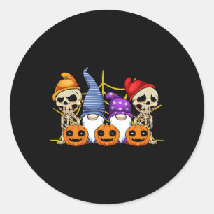 Adesivo Redondo Gnomo Skeleton preguiçoso Halloween Costume Bonito