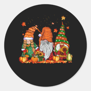 Adesivo Redondo Gnomos Cachorros Pumpkin outono Fall Season Autumn