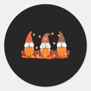 Adesivo Redondo Gnomos de Ação de Graças Pumpkin Autumn Gnomo