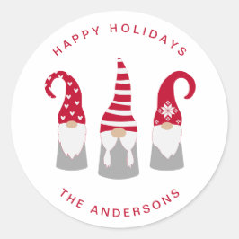 Adesivo Redondo Gnomos de Natal