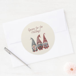 Adesivo Redondo Gnomos de Natal Adoráveis com Feliz Natal