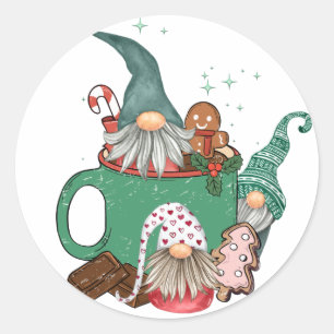 Adesivo Redondo Gnomos de Natal e Cacau