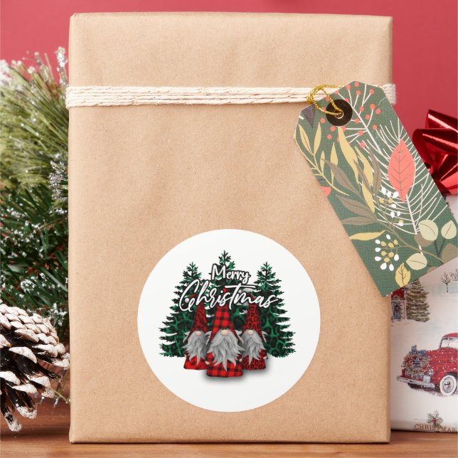 Adesivo Redondo Gnomos de Natal Engraçado (Feriado)