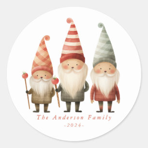 Adesivo Redondo Gnomos de Natal giros, palitos redondos