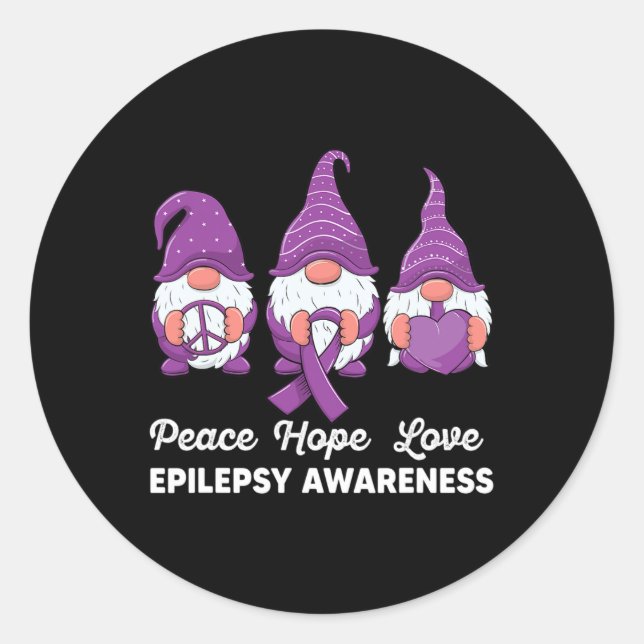 Adesivo Redondo Gnomos engraçadinhos Paz esperança ama epilepsia A (Frente)
