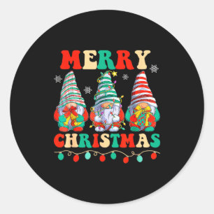 Adesivo Redondo Gnomos Família Feliz Natal Xmas Pijamas Fofo 