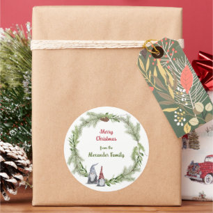 Adesivo Redondo Gnomos Feliz Natal - Escandinavo