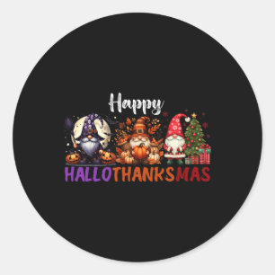 Adesivo Redondo Gnomos Fofos Feliz Hallothanksmas Dia das Bruxas A
