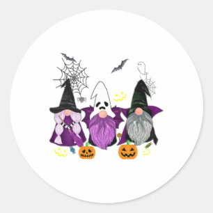 Adesivo Redondo Gnomos Ghost Scary Gnomo Autumn Pumpkin Halloween