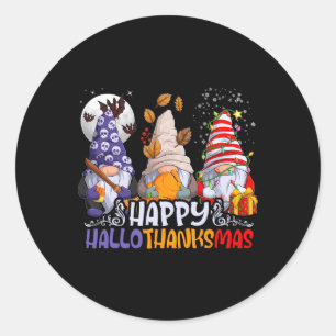 Adesivo Redondo Gnomos Hallothanksmas Dia das Bruxas Ação de Graça