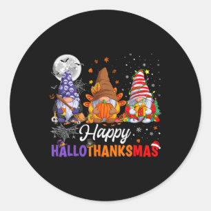 Adesivo Redondo Gnomos Halloween Dia de Ação de Graças Feliz Hall