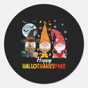 Adesivo Redondo Gnomos Lover Halloween Feliz Natal Feliz Hallo