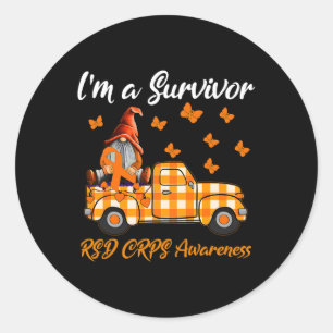 Adesivo Redondo Gnomos, sou um Sobrevivente, Rsd Crps Consciência
