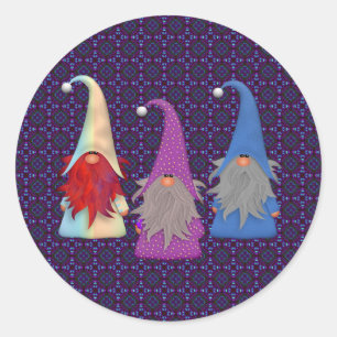 Adesivo Redondo Gnomos Trio Stickers