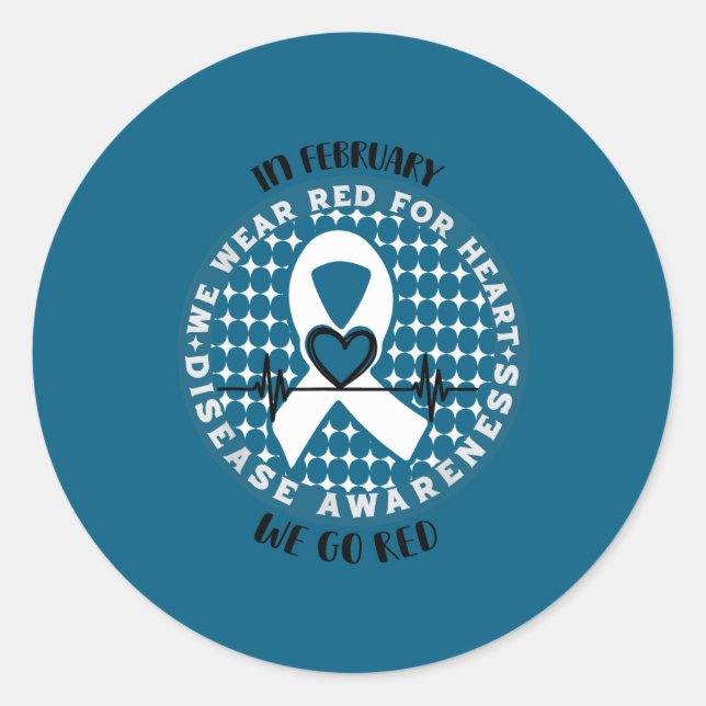 Adesivo Redondo Go Red - American Heart Health Month Awareness In  (Frente)