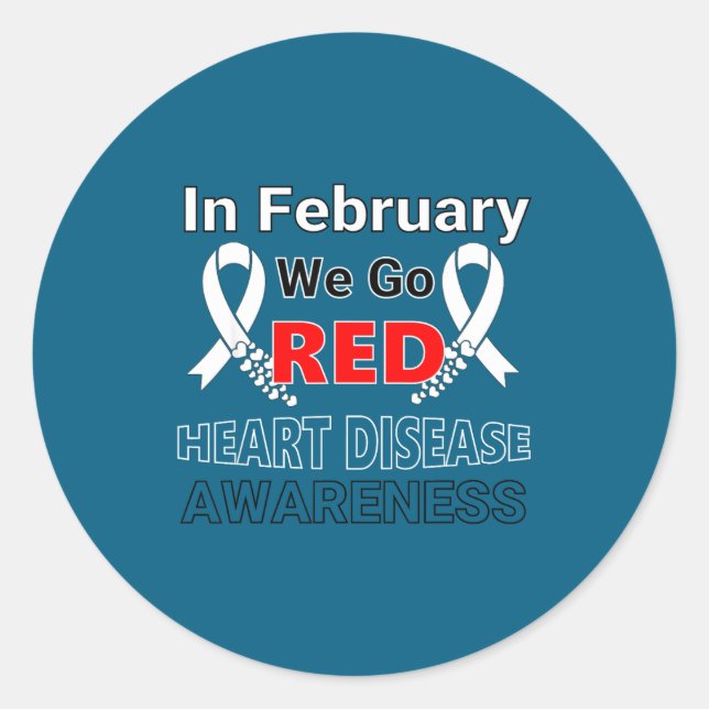 Adesivo Redondo Go Red - American Heart Health Month Awareness In  (Frente)