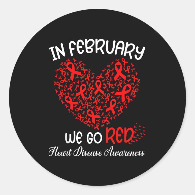 Adesivo Redondo Go Red - American Heart Month Awareness In Februar (Frente)